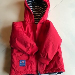 JoJo Maman Bébé Red Reversible Fleece-lined Coat